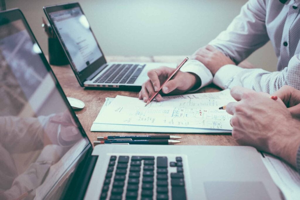 two people working at desk