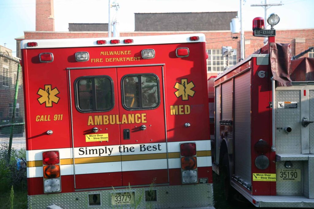 ambulance in parking lot