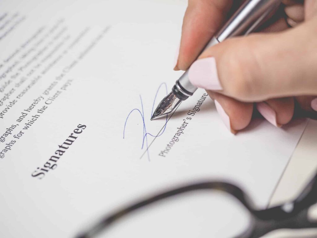 signed document with signature