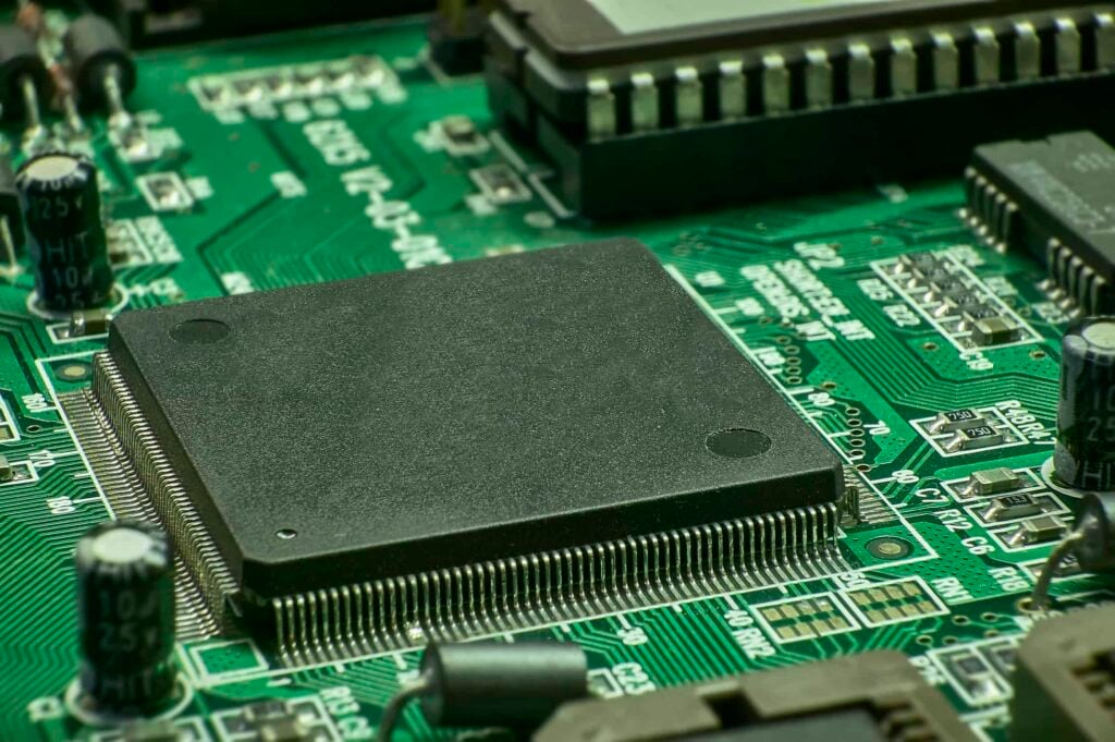 Electronic board with visible components