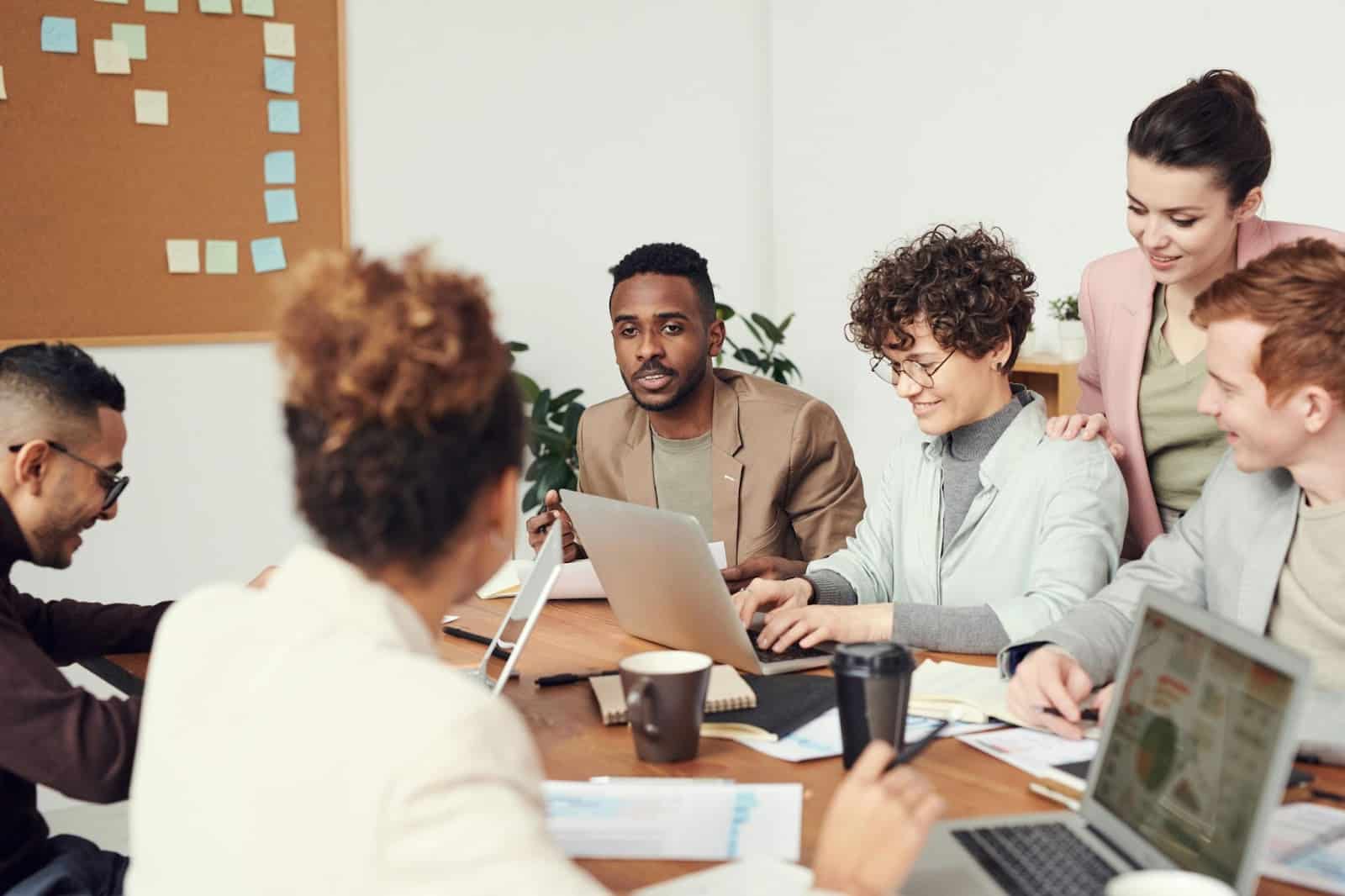Employees working together in an office
