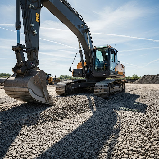 excavator on gravel