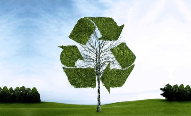 recycle logo in field