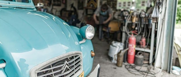 old car in garage