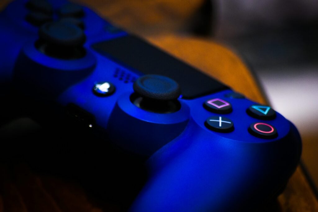 A close-up of a video game controller