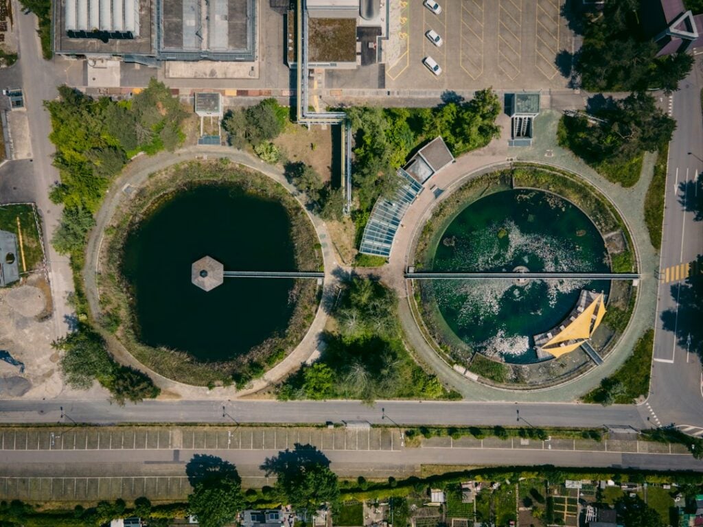 Water treatment plant basins designed by environmental engineers