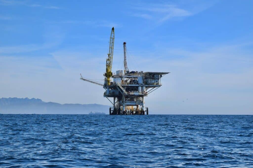Offshore oil rig where petroleum engineers work