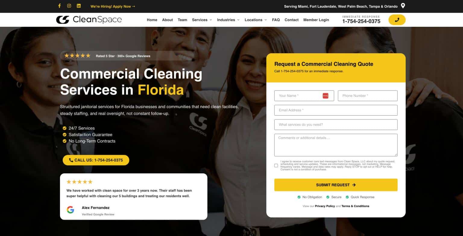 Homepage screenshot of Clean Space