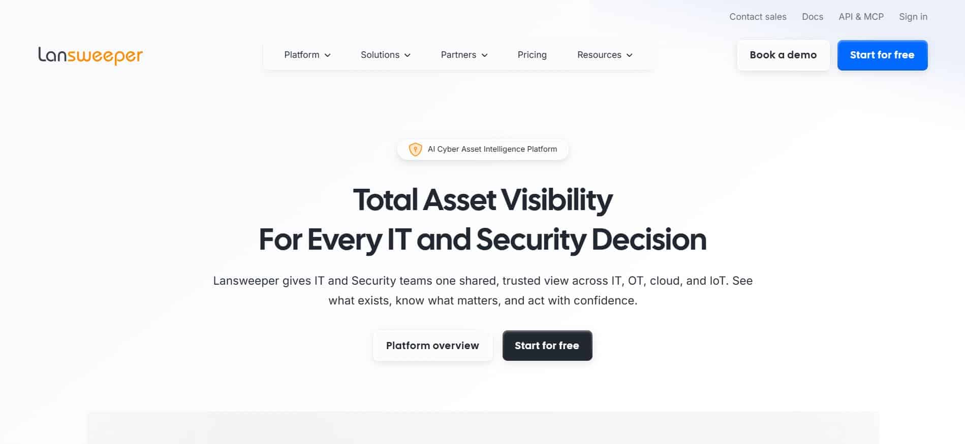 Lansweeper IT asset discovery and inventory platform homepage