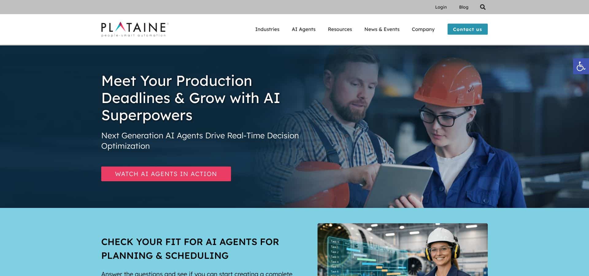 Plataine AI production scheduler for aerospace autoclaves homepage screenshot