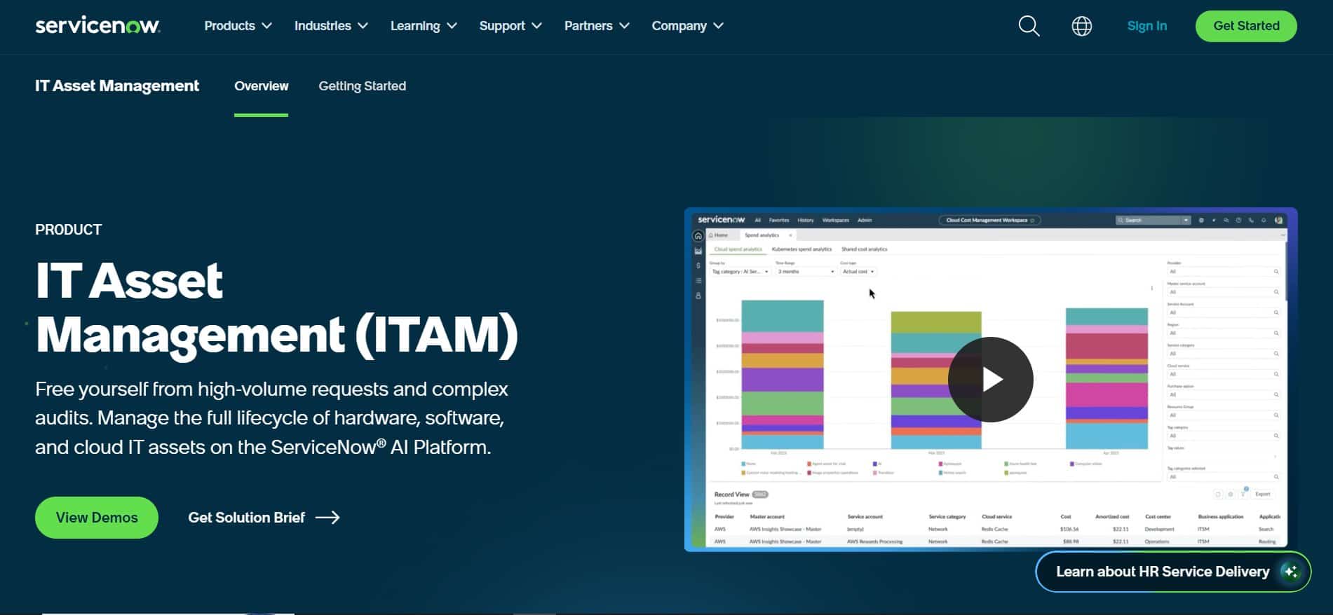 ServiceNow IT Asset Management (ITAM) product page